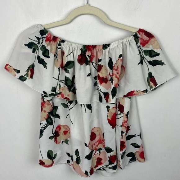 Aritzia Wilfred Floral Promener Top Off Shoulder Blouse Size XS Japanese Crepe - Picture 7 of 12